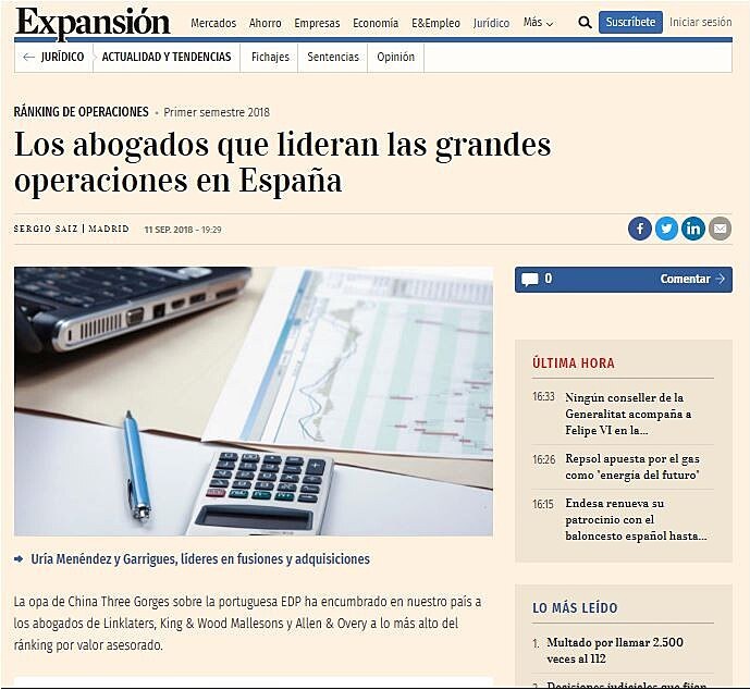 Los abogados que lideran las grandes operaciones en Espaa